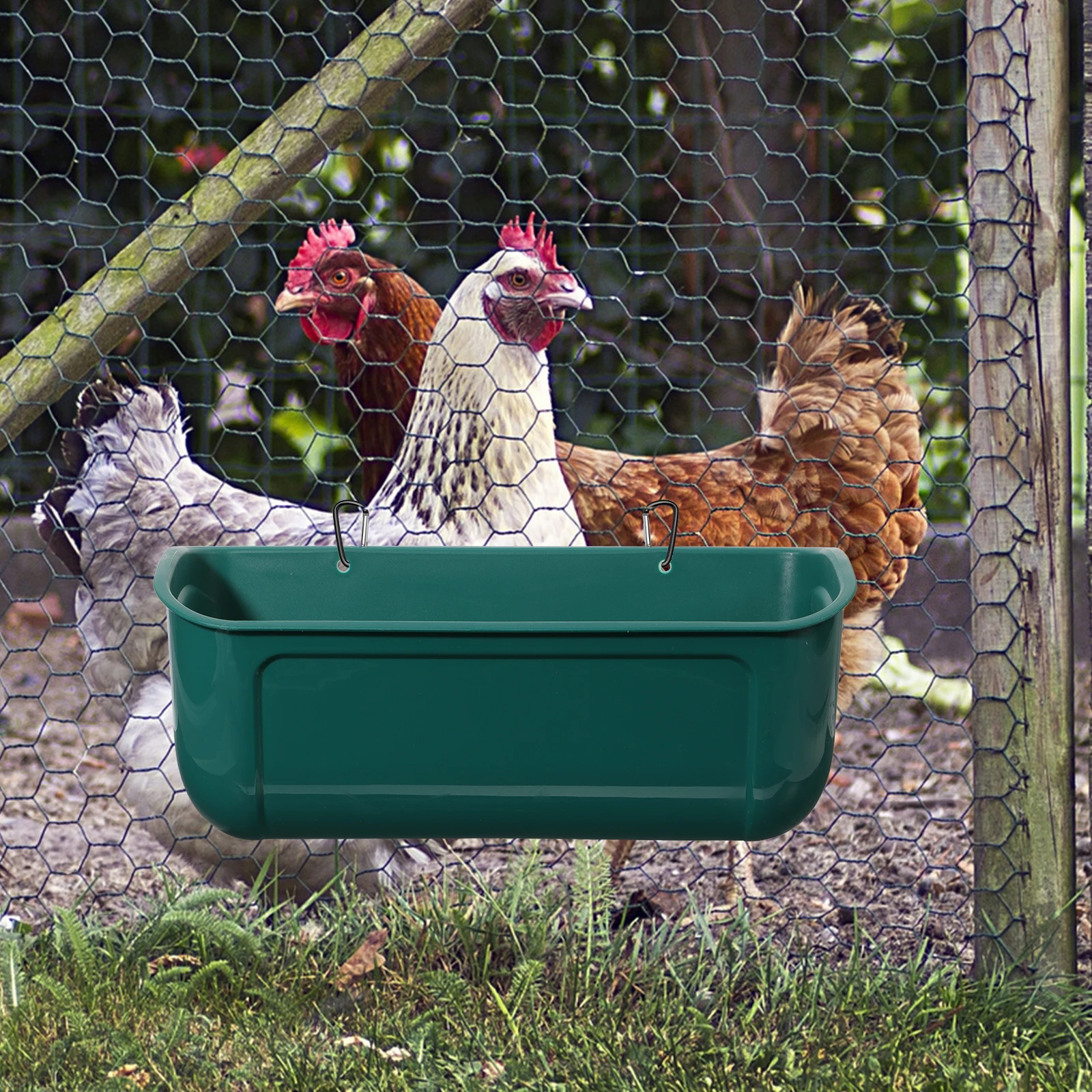 

2pcs Automatic Poultry Large Capacity Hanging Goat Feeder Smooth Surface Easy Clean Feed Trough Bucket Chick Waterer Plastic