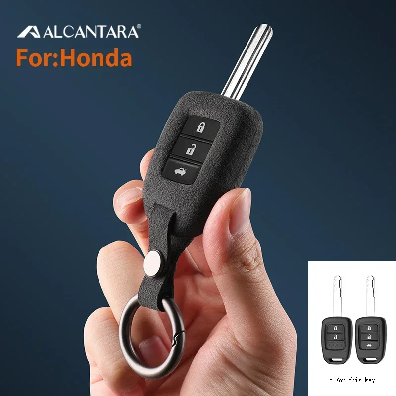 For Honda Greiz Civic City XRV Vezel 2/3 Button Alcantara High-quality Car Key Case Keychain Accessories