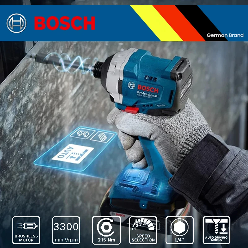 

Аккумуляторная ударная отвертка Bosch GDR 18 В-215 215 Нм с высоким крутящим моментом 18 В Бесщеточная электрическая отвертка Инструмент для обработки дерева/металла