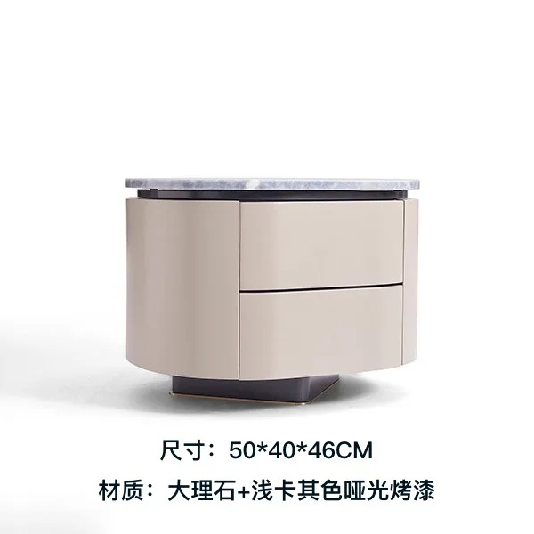 طاولة بجانب السرير إيطالية بسيطة لغرفة النوم، تصميم جديد متخصص، خزانة خبز من الخشب الصلب والرخام الراقية #6