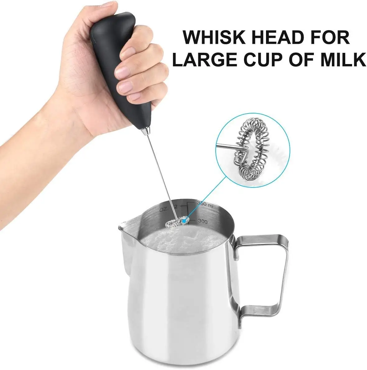 Milk Frother  Foam Maker, Battery Operated Mixer Whisk Milk Frother for Coffee, Latte, Cappuccino, Hot Chocolate and Milk