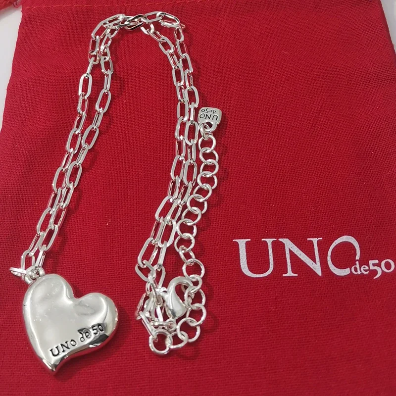 Luxury 2024unode 50 collares en forma de corazón de nicho europeo y americano joyas femeninas regalos románticos