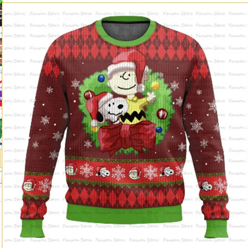 2025 New Ugly Gifts Christmas Sweaters Fashionable Round Neck Sweatshirt Cartoon Japanese Anime Couple Sportswear