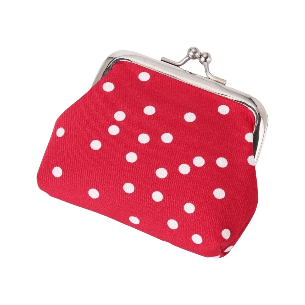 Portable Polka Dot Pattern Coin Purse Multifunctional Hasp Closure Cosmetic Bag Small Wallet Women