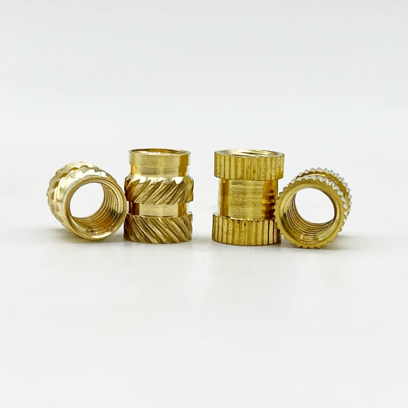 1/4 Size Inch Brass Threaded Insert Nut Threaded Heat Nut Knurled Hot Melt Molding Injection Embedded Insertion Nut for Plastic
