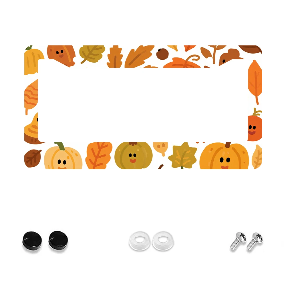 

1 шт. оранжевая рамка номерного знака с 2 отверстиями и рисунком тыквы и листа, алюминиевый материал, 6x12 дюймов, с комплектом винтов, ретро-новинка C