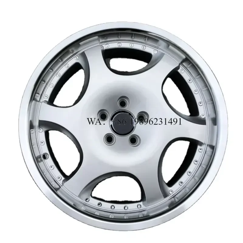 customizedWmwmnu 17x8.5 Inch Deep Dish Passenger Car Alloy Wheel Rim with 5x100 Hyper Silver Finish and Chrome Rivets for Univer