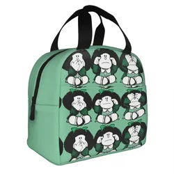 Three Monkey Insulated Lunch Bags Thermal Bag Lunch Container Mafalda Cartoon Leakproof Tote Lunch Box Bento Pouch Travel