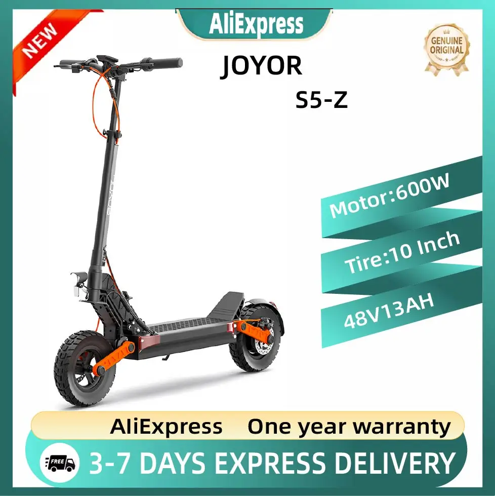 Trottinette électrique tout-terrain JOYOR S5-Z, moteur 600W, trottinette électrique pour adultes avec pneus tout-terrain de 10*3 pouces