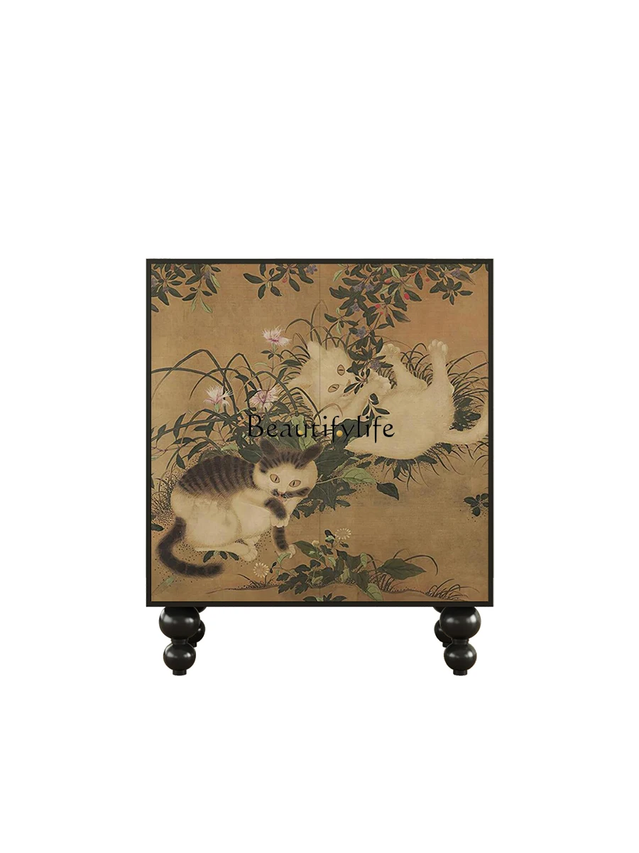 

Chinese Retro Solid Wood Entryway Cabinet Integrated Living Room Wall-Mounted Storage Multi-Functional Organizer Cabinet