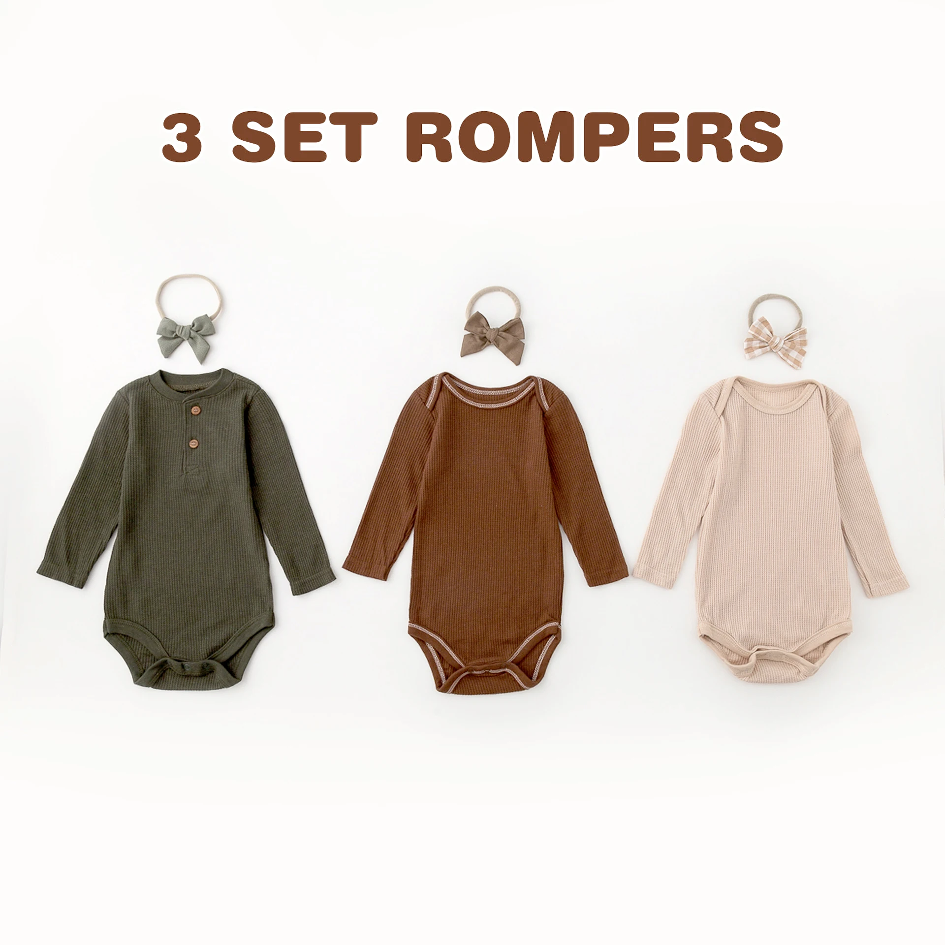 For 80cm Free Size 3sets Baby Bodysuit Summer Clothes Solid Cotton Romper Newborn Toddlers Jumpsuit Infant Triangular Garment