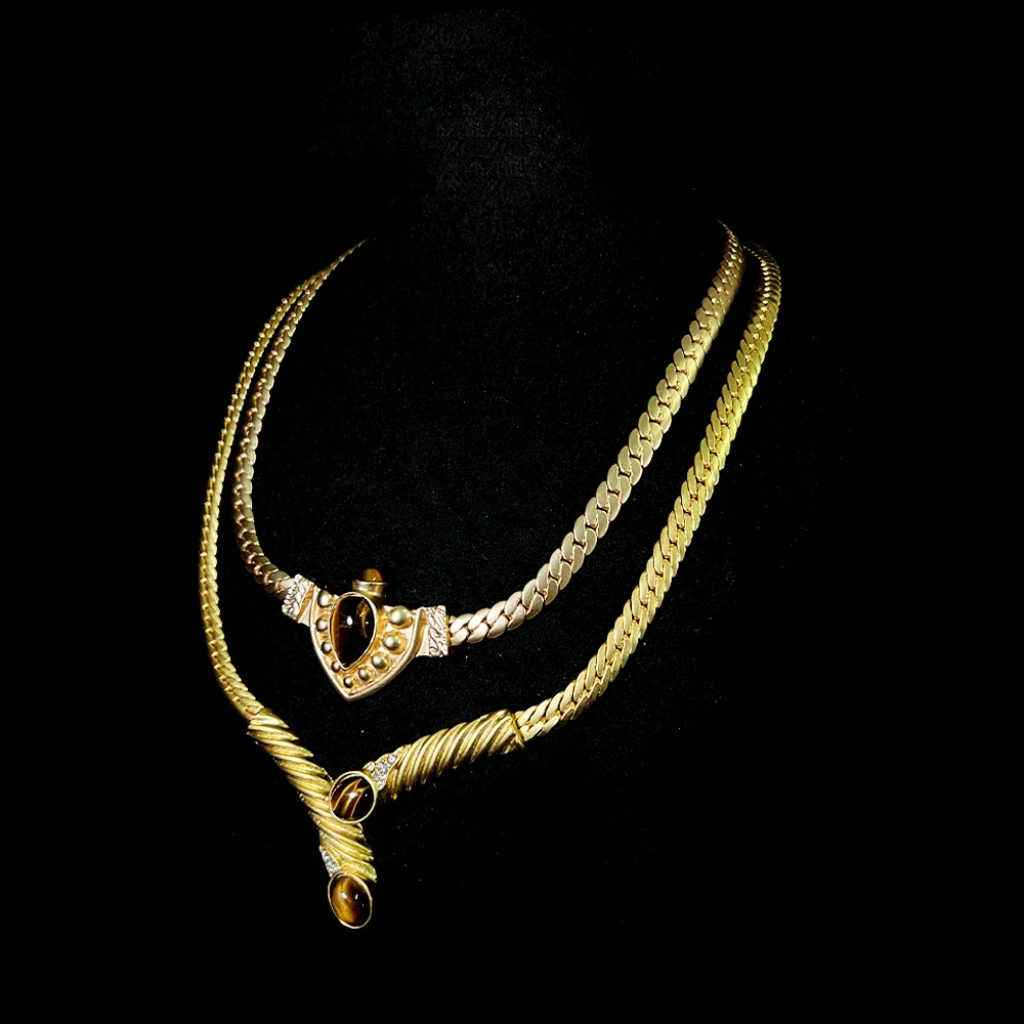 

Vintage Copper Plated with Genuine Gold Double-Layer Necklace High-Quality Original Design Woman Jewelry Fashion Accessories