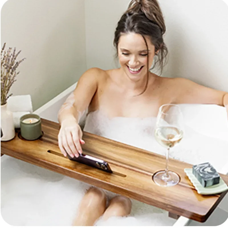 Acacia Wood Tub Frame Home Stay Zen Courtyard Hotel High-grade Bath Rack Multi-functional Bathtub Mobile Phone Placement Board