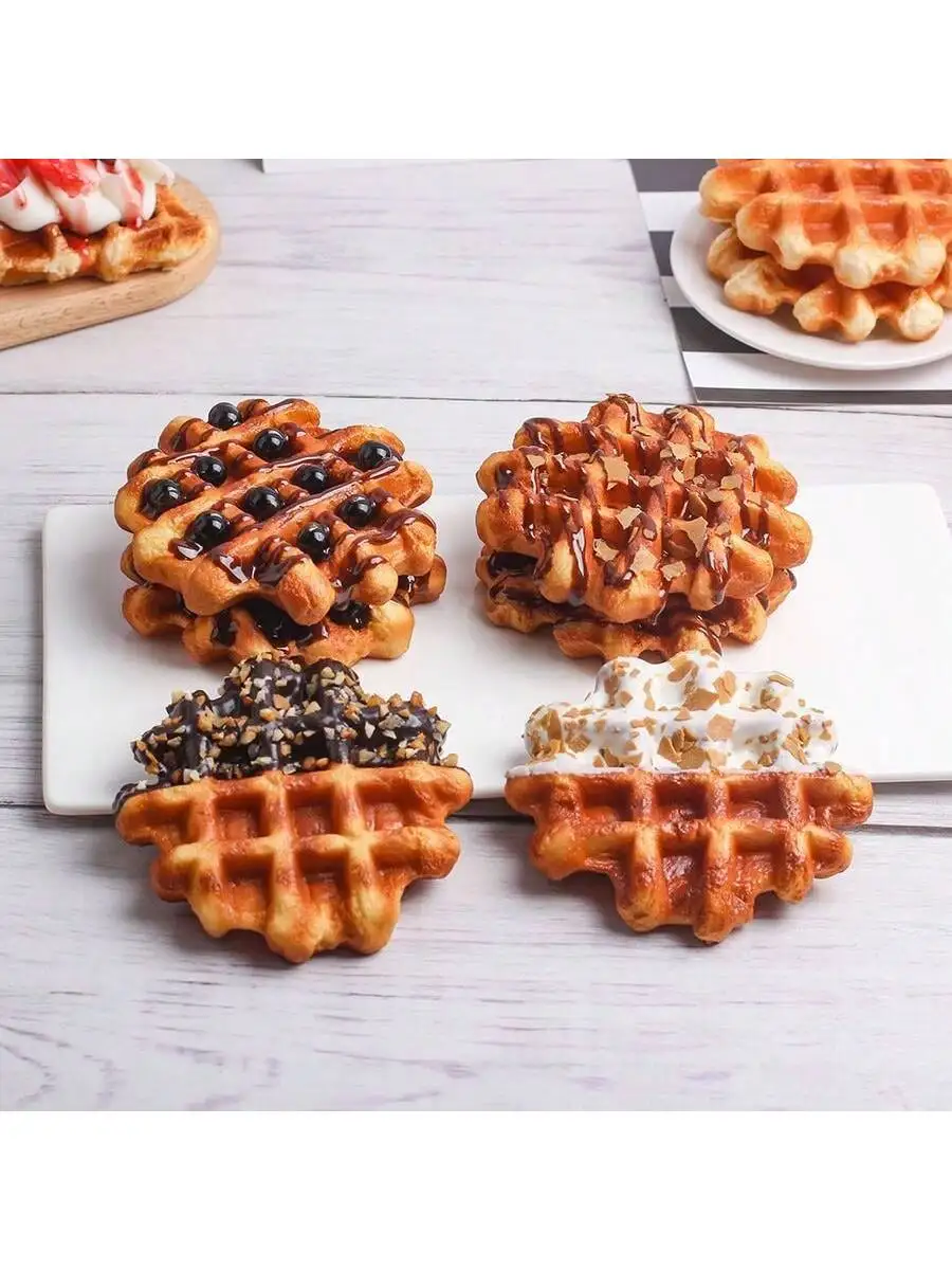 1PCS Simulation Waffle Food Model for Gastronomy Simulation Storefront Display, Home Cuisine Photography Props Modeling