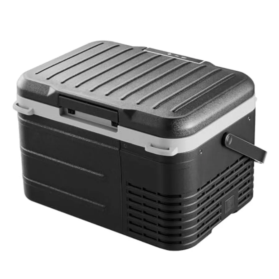 

12V car refrigerator for outdoor, truck, RV, camping: 11 QT 10L electric cooler, -468 adjustable temp, aluminum alloy body, bla