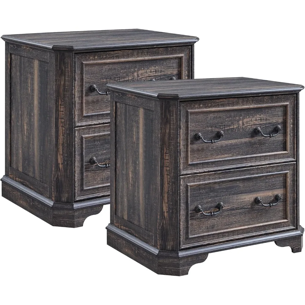 

Pair of 30" Wide Wooden Farmhouse Style File Cabinets with Extended Desktop and Smooth Drawer Glides