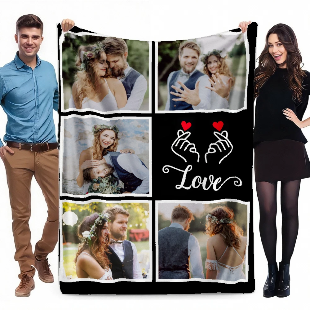 1pc Custom Flannel Blanket, Your Photo Desigin for Anniversary Mom Dad Sis Bro Lover, Valentine's Day Christmas New Year Gift