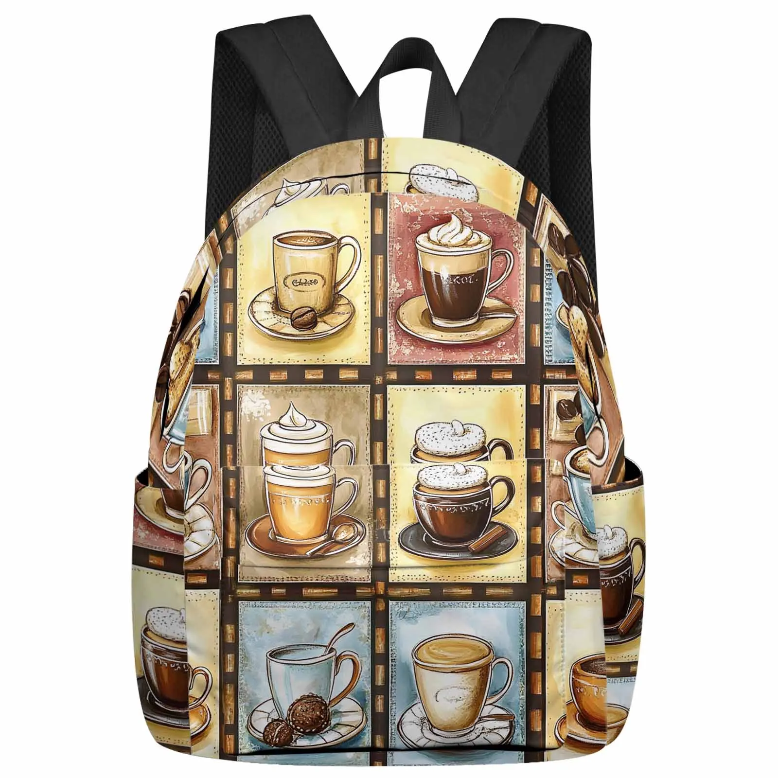 

Modern Classic Coffee Vintage Watercolor Pattern Backpacks Teenagers Student School Bags Men Women Travel Mochila