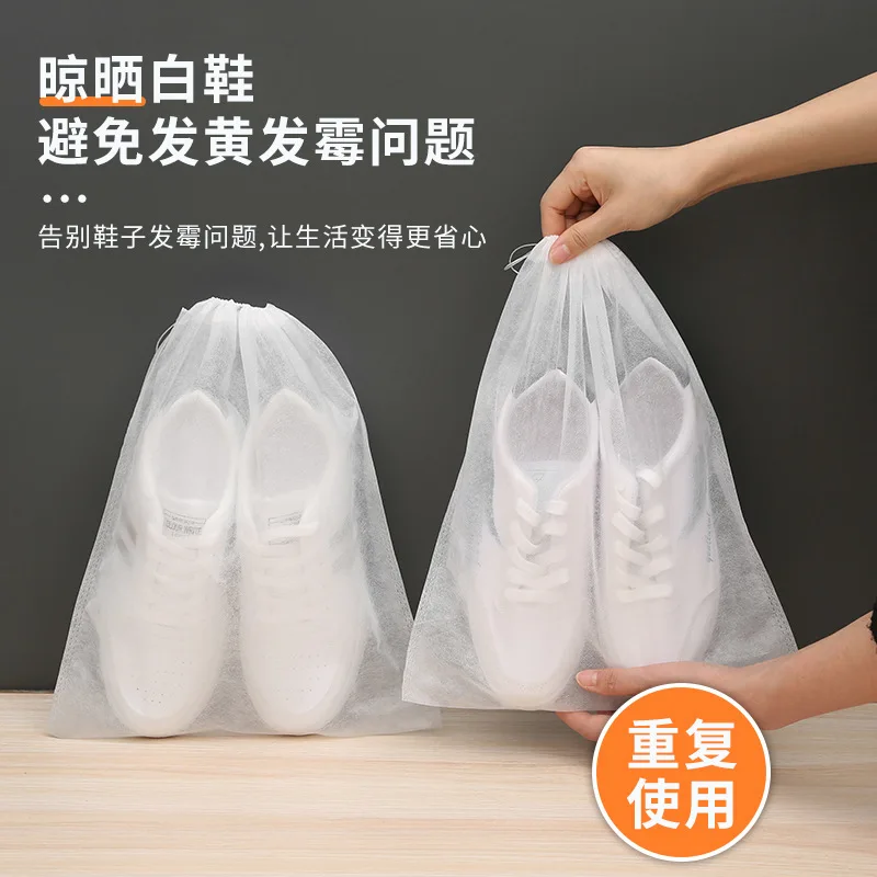 10Pcs/Set Shoe Dust Covers Non-Woven Dustproof Drawstring Clear Storage Bag Travel Pouch Shoe Bags Drying Shoes Protect Shoes