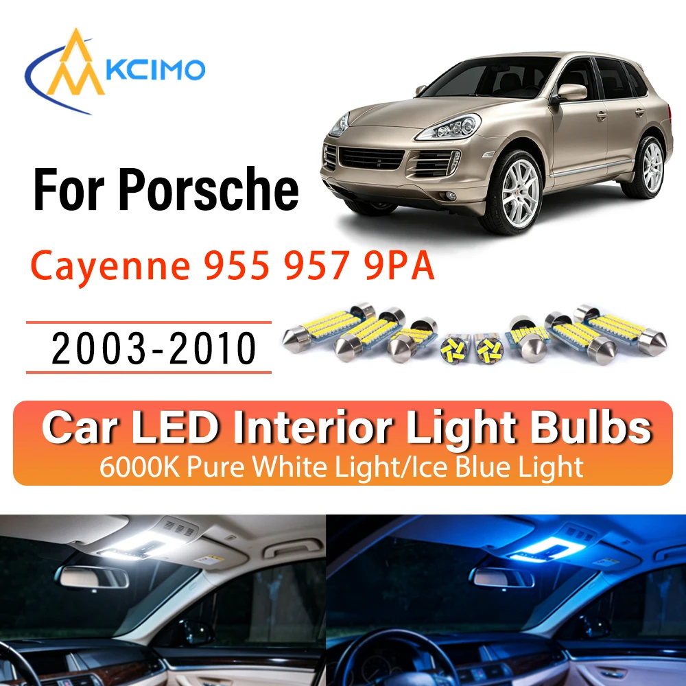 Premium Cozy LED Interior Lights For Porsche Cayenne 955 957 9PA 2003-2010, Blue Light, White Light Kit Long Lasting Quick Setup