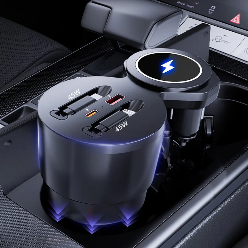 Car Magnetic adsorption Wireless Charging For Audi A6L A7L RS6 RS7 C8 2019-2024 Phone USB Type-c Fast Charging Power Expansion