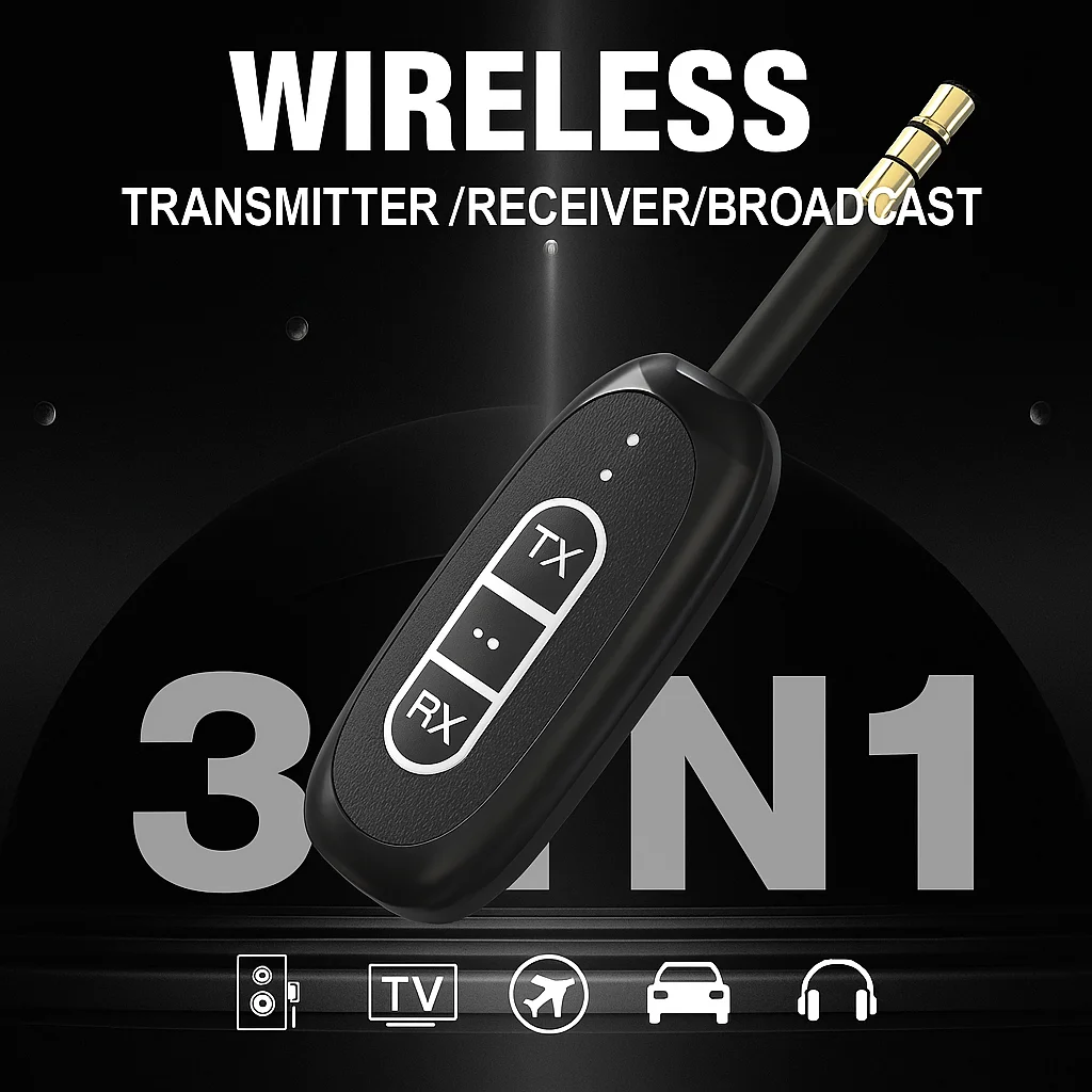 

LE515MAX3-in-1 Bluetooth 5.4 Audio Transmitter Receiver Adapter | AUX/USB Input | 15M+ Range | Broadcast Mode