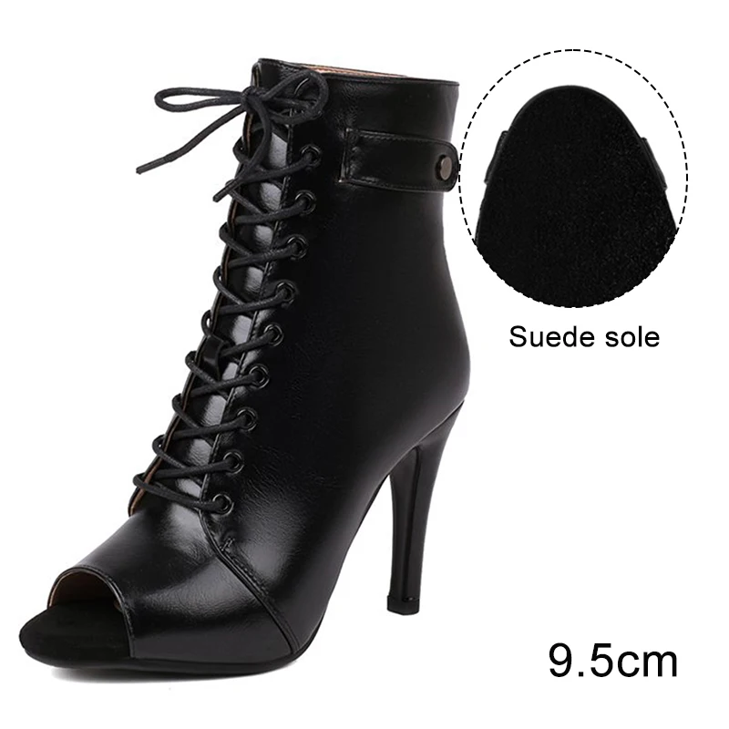 DKZSYIM Woman Latin Dance Shoes leather Party Tango Dance Booties for Women Salsa Dance Heels Ballroom Shoes Sexy Stilettos