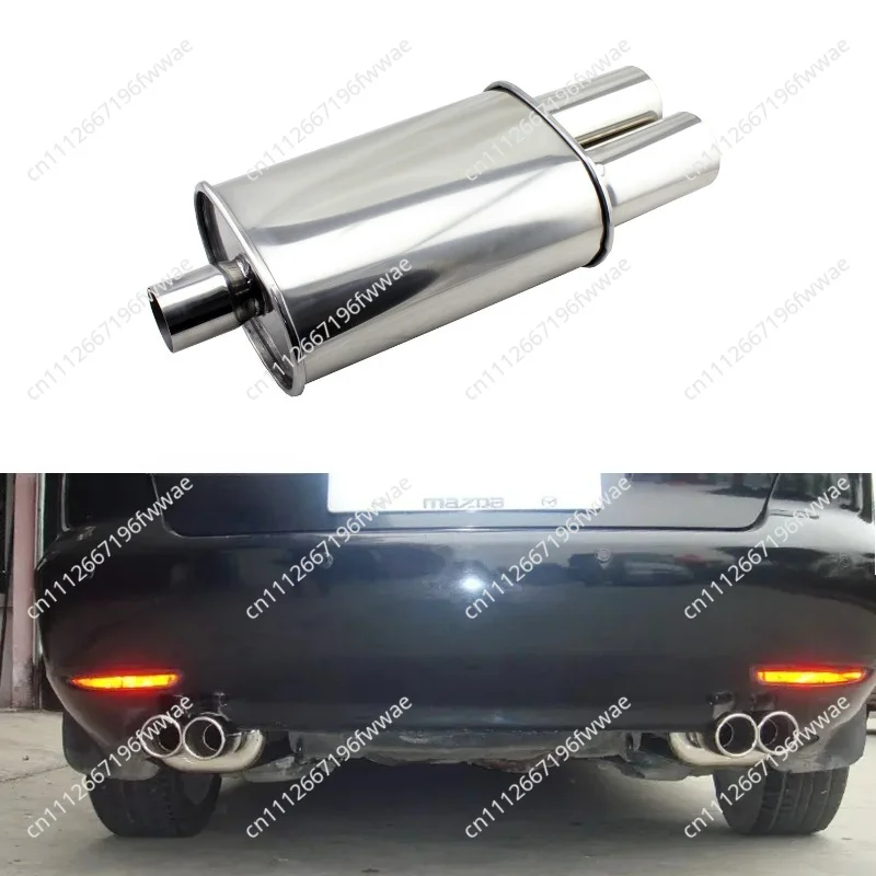 Stainless Steel Car Exhaust Muffler Pipes Mufflers Tips Double Inlet Outlet