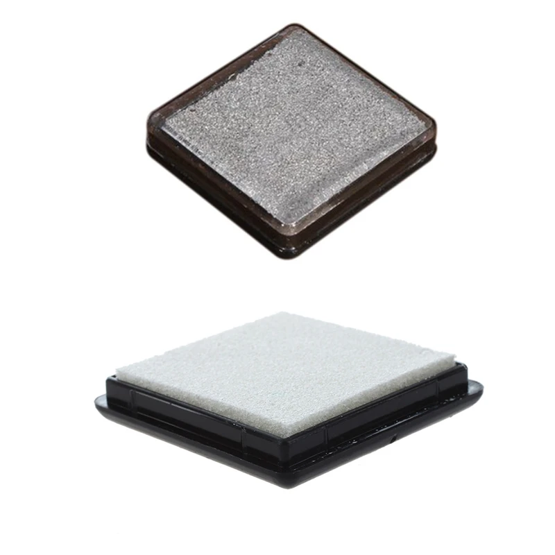 2 Pcs Ink Pad Stamp Pad For Wedding Letter Document , White & Silver