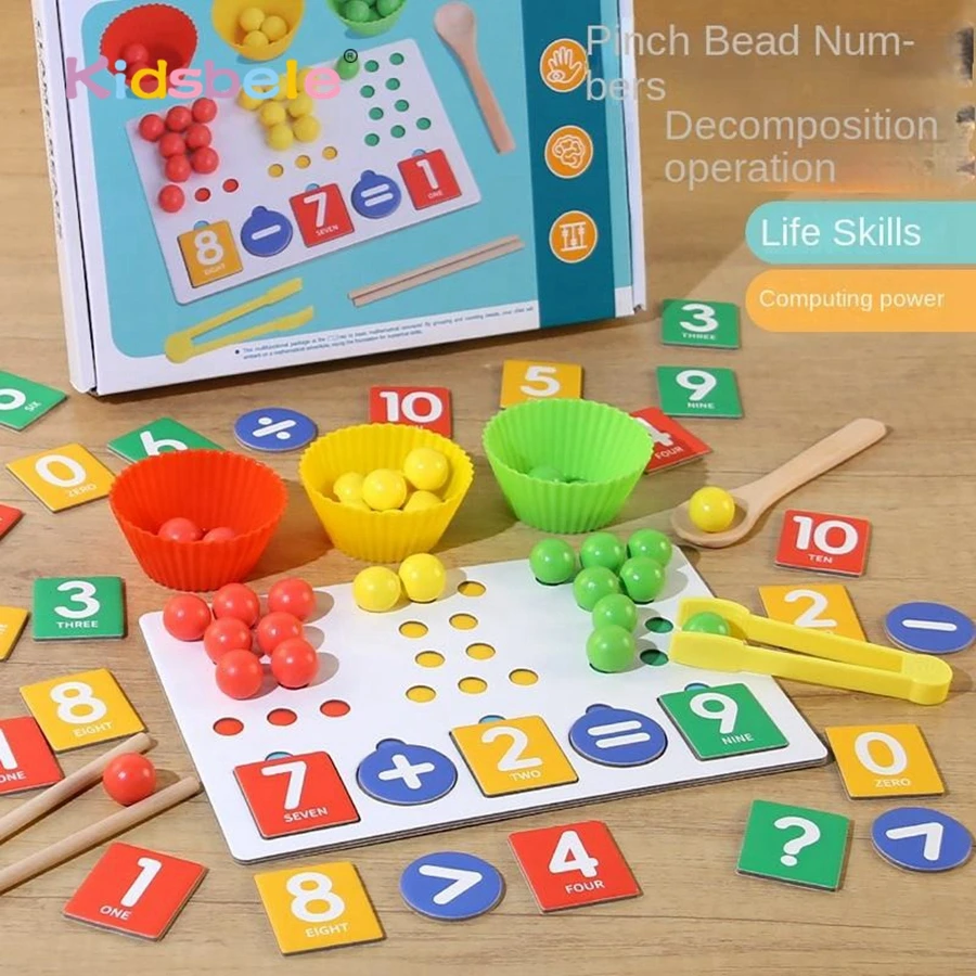 Juguete de cuentas con Clip Montessori para niños, juguete de clasificación de conteo de matemáticas de madera, entrenamiento de Motor fino, clasificación de colores, juguetes educativos sensoriales, regalos