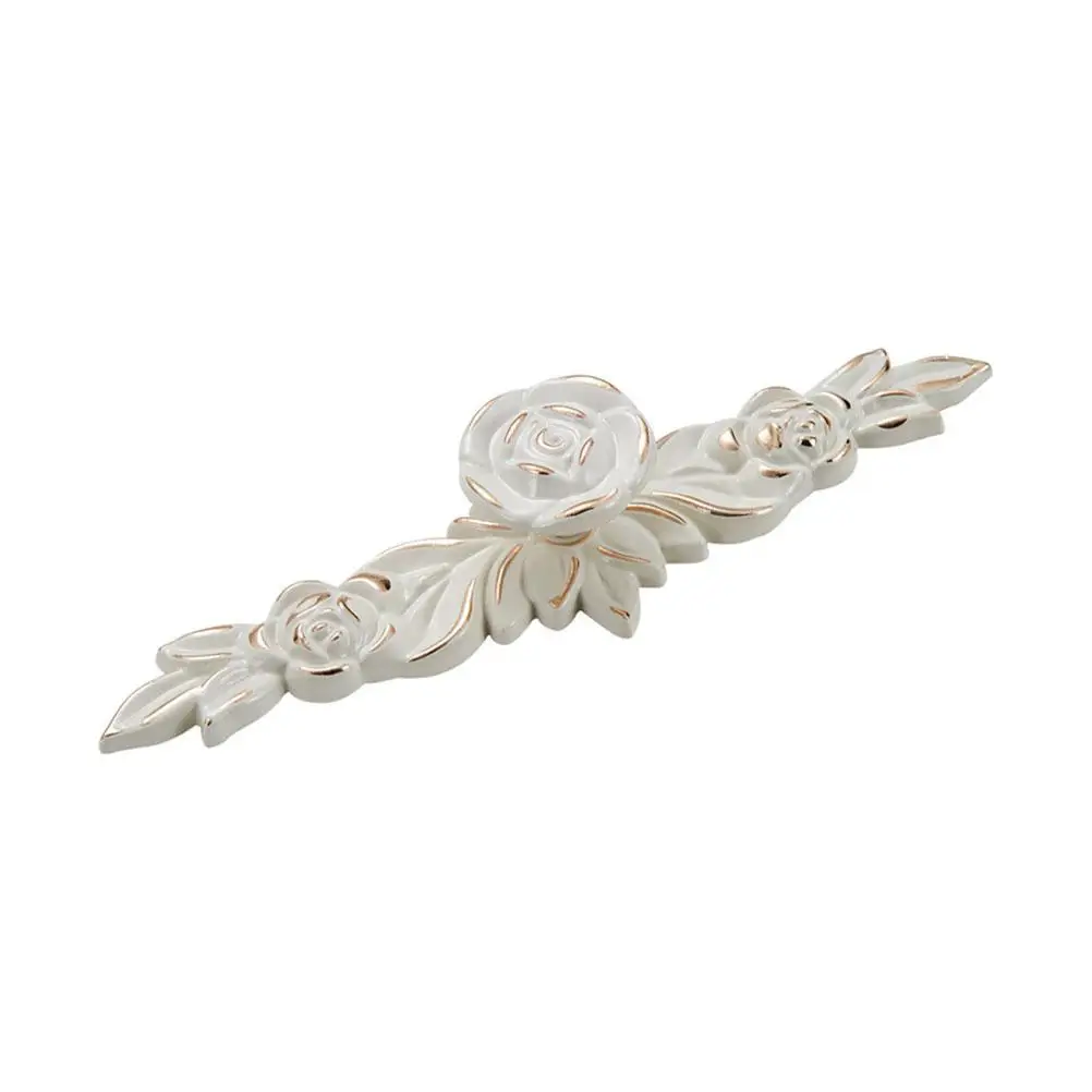 

Rose Cabinet Knobs Vintage Drawer Pulls Floral Ivory Country Decor Zinc Alloy Durable European Style Home Hardware
