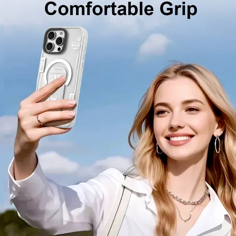 Eary for iPhone 16/16Pro/16Pro Max Phone Case with Magsafe Kickstand Non-Yellowing Shockproof Phone Bumper Cover Anti-Scratch