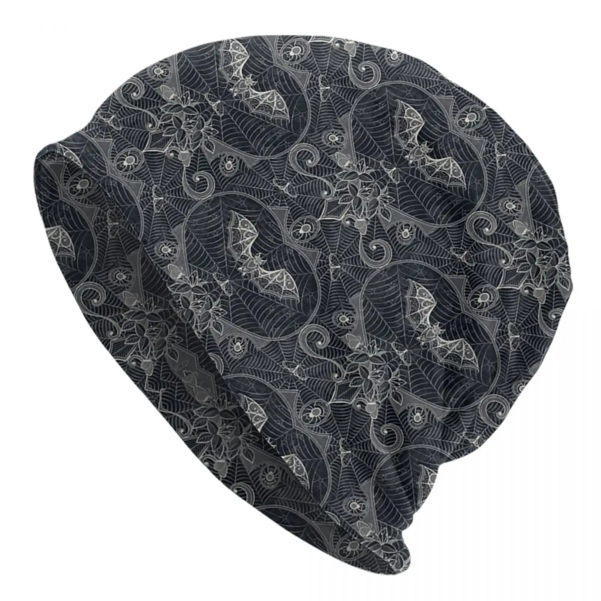 Gothic Halloween Spider Web Lace Skullies Beanies Caps Hip Hop Winter Warm Women Men Knit Hat Adult Unisex Bats Bonnet Hats