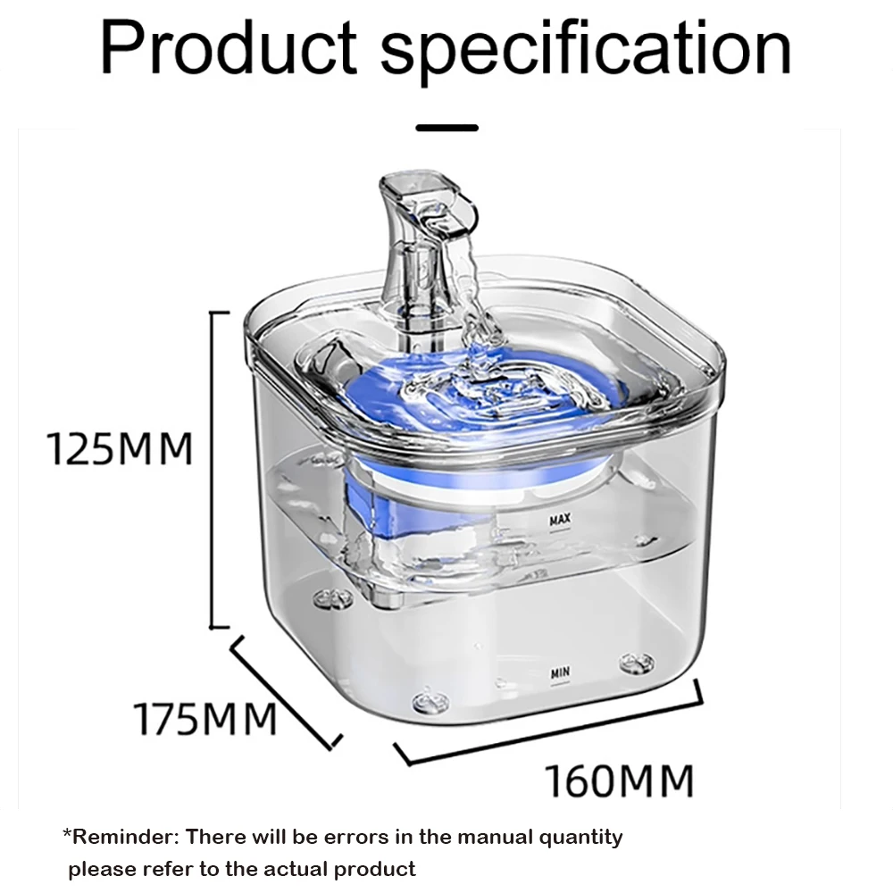 Fontana per gatti automatica Abbeveratoio per acqua corrente per cani gatto Filtro automatico Dispenser per bere animali domestici trasparente