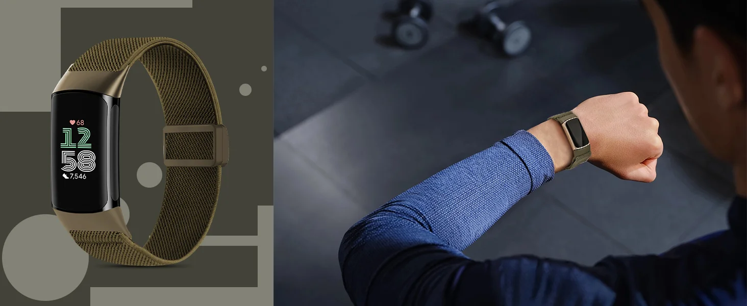 Nylonband für Fitbit Charge 6 5 Sport, dehnbares, atmungsaktives Ersatzarmband, Fitbit Charge 5 für Damen und Herren, Correa Pulseira – Detail 7