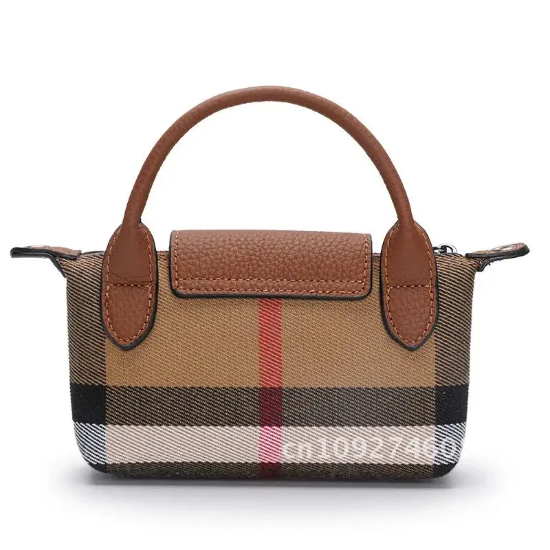 

Checkered pattern single shoulder bag, women's crossbody with bag, bag phone mini canvas mobile cowhide