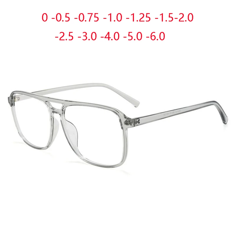 

Blue Light Blocking Nearsighted Glasses Women Men Double Beam TR90 Square Prescription Spectacle 0 -0.5 -0.75 -1.0 -2.0 To -6.0