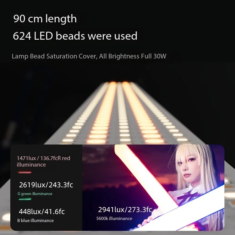 Inkee-カラーLEDライトバー,カラーライト,屋外ビデオ,30c rgb,370g, 90cm cri 95,30w