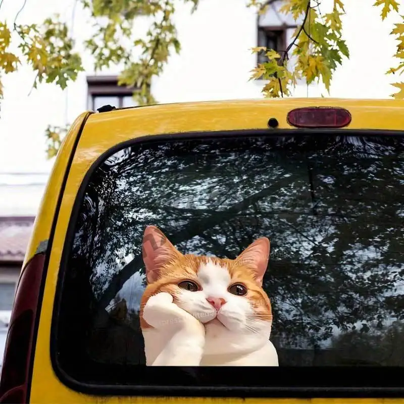

Cute Orange Cat Peeking Car Sticker Waterproof Vinyl Decal on Bumper Rear Window Laptop Self-adhesive Decals Stickers