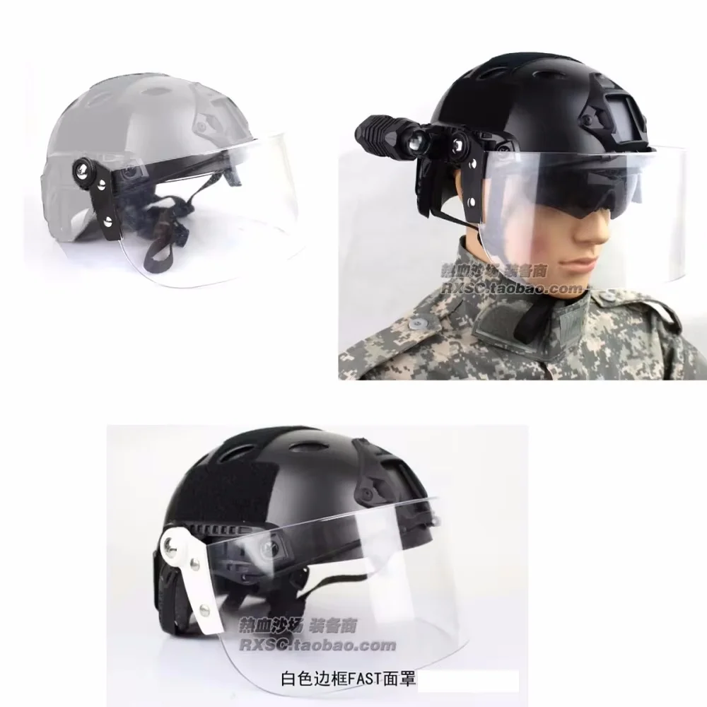 Outdoor Airsoft Tactical Fast MICH AF Helmet Vintage Durable Windscreen Lens Guide Rail Connected Mask CS Face Protective lens