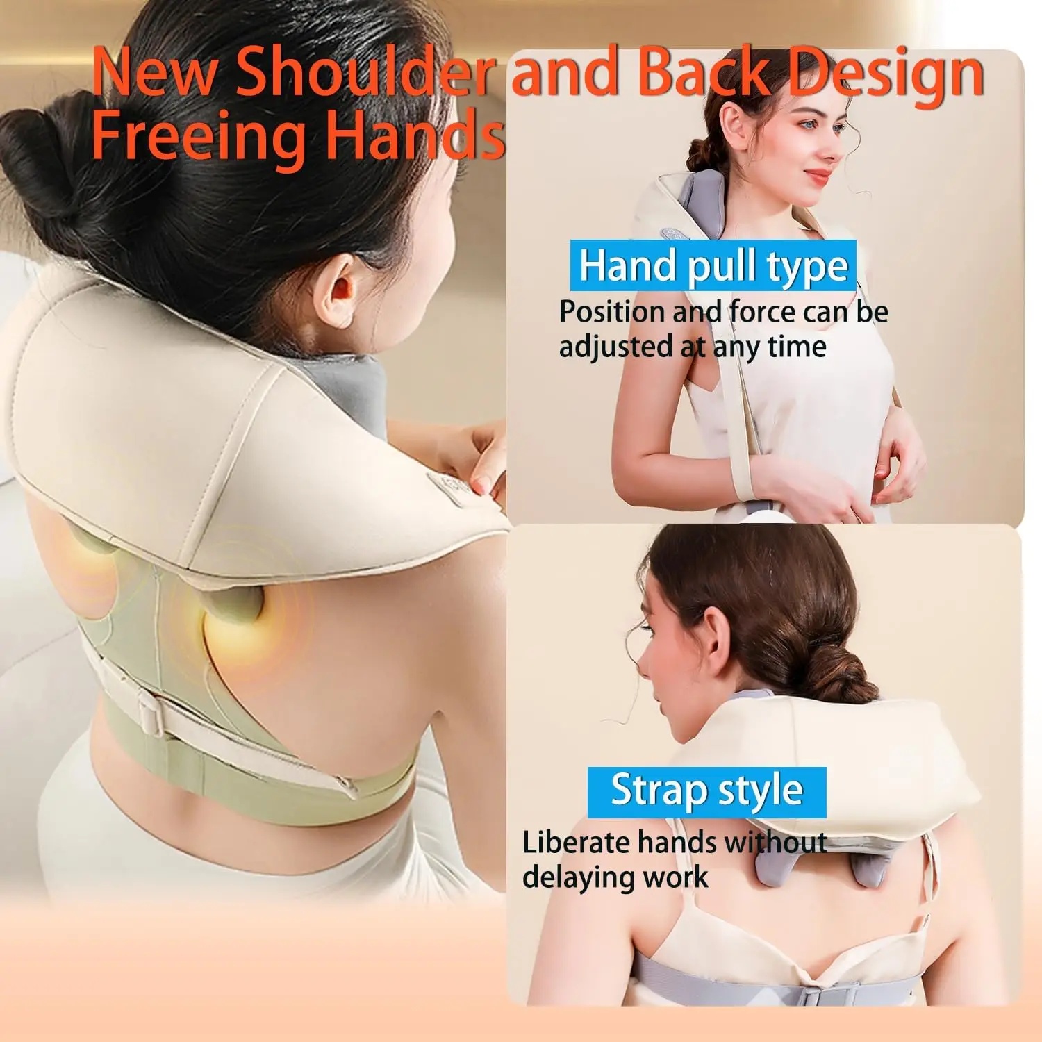 

Neck and Shoulder Massage Shawl Heating Kneading 6D Massage Head Deep Massage and Muscle Relaxation Adjustable Wearable Massager