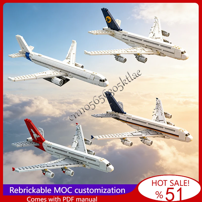 MOC Airlines A380 Aircraft Modify Building Retractable Flaps Block Model Children Assembly Educational DIY Set Christmas Gifts