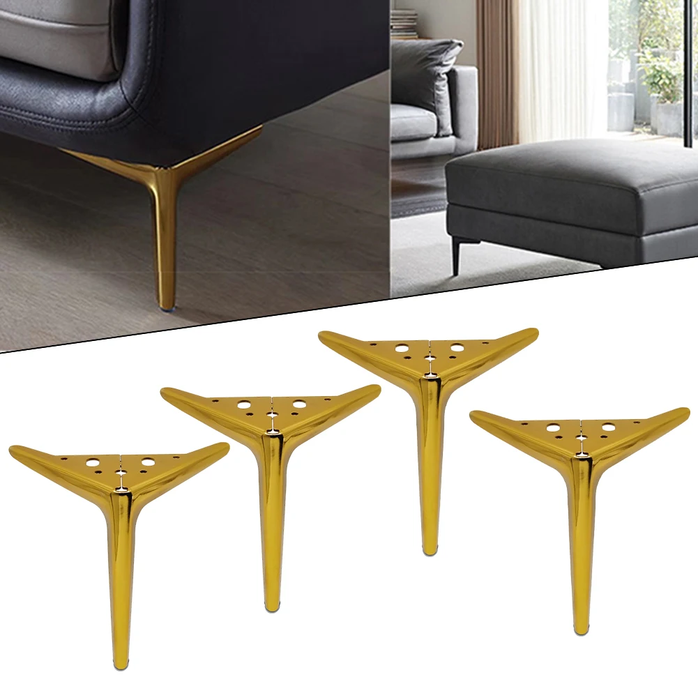 

4PCS Metal Furniture Legs TV Cabinet Bed Coffee Table Leg Black Gold Silver Desk Stool Chair Foot Sofa Hardware Replacement Leg