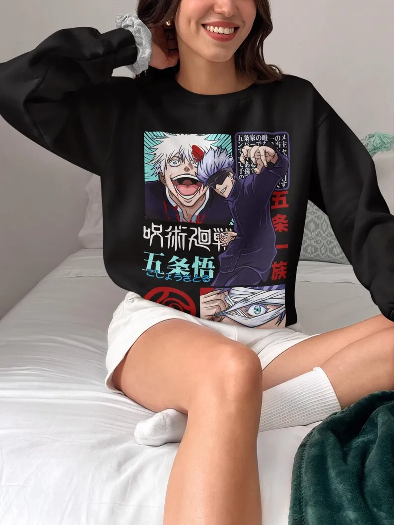 Cursed Sorcery Unisex T-Shirt – japanisches Anime-Design, 90er-Jahre-Manga-Einfluss, ikonischer Supernatural-Kampf, klassische japanische Kultur, L