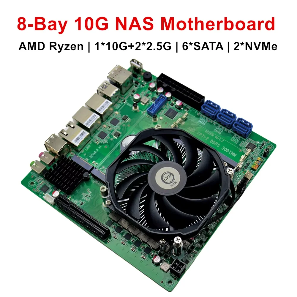 Topton 10G NAS Firewall Motherboard AMD Ryzen 7 8845HS PRO 6850U 6650U PCIEx8 10G+2*2.5G LAN 2*NVMe 6*SATAGaming ITX Mainboard