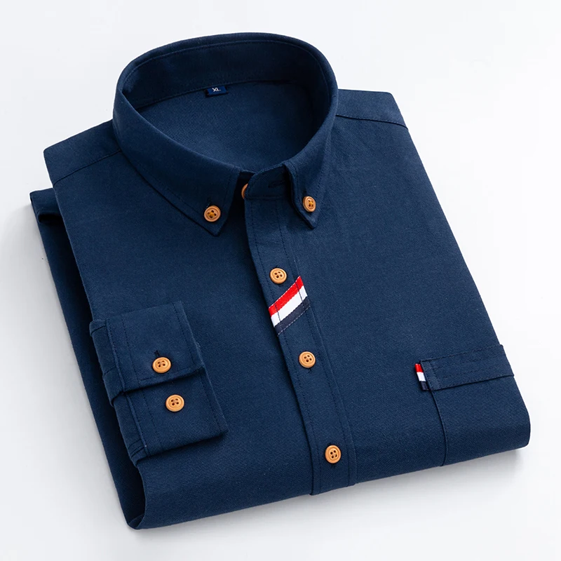 Men's Fashion Casual All-In-One High Quality Japan And South Korea Solid Color Slim-Fit Oxford Spinning Skin Friendly Shirt