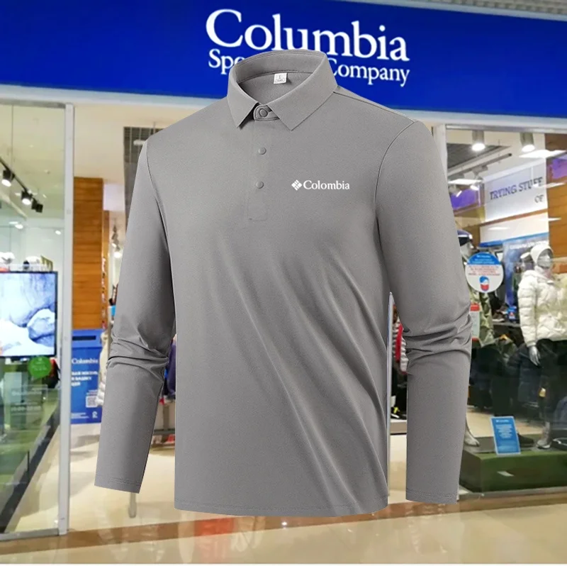 

Men's Long Sve irt Qui Dry Breathable Outdoor Sports Casual Flip Collar T-irt Polyester Fiber Spring Autumn