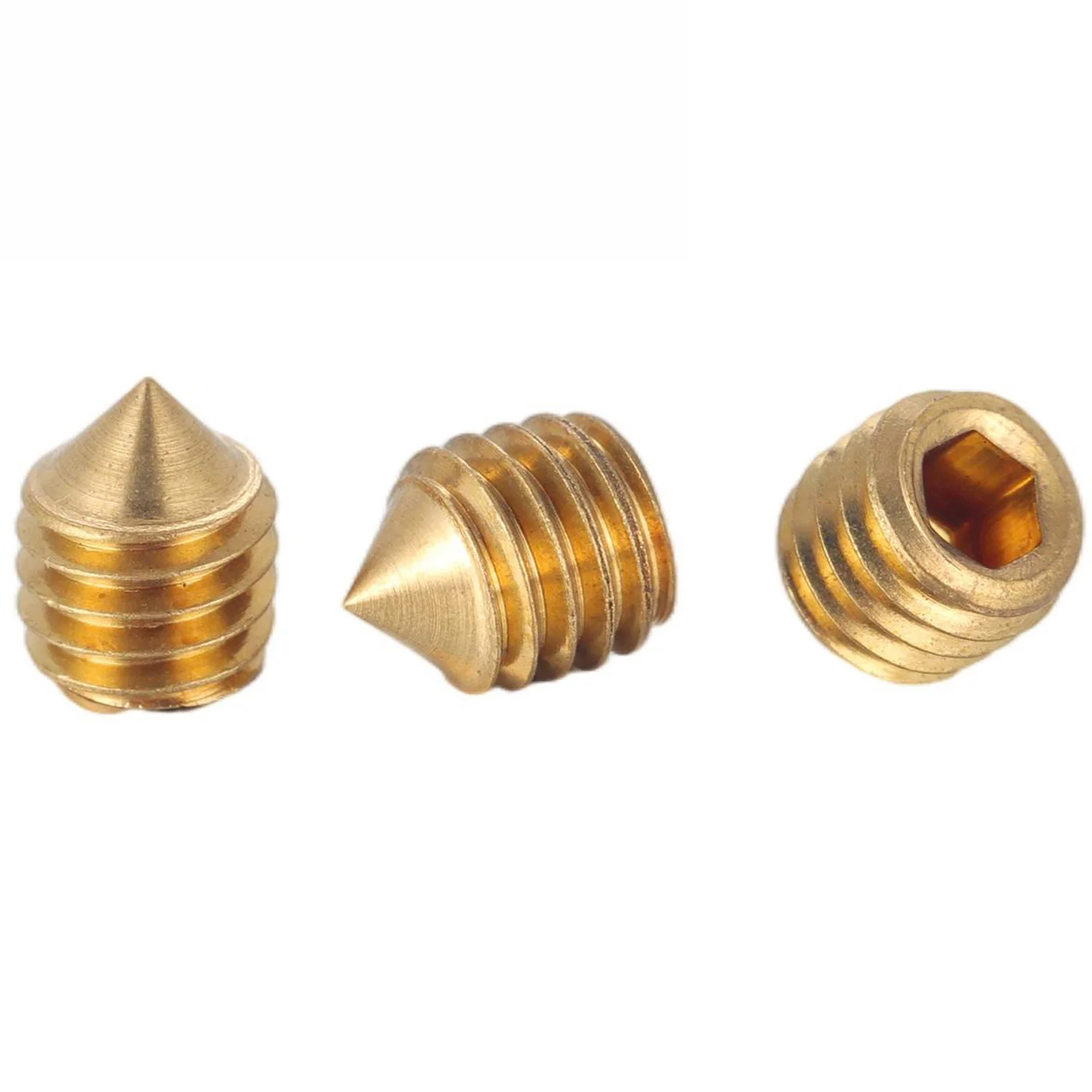 1Box Set Screws Assortment Kit M3 M4 M5 M6 Brass Hex Socket Cone Piont Set Screws Grub Bolt With Allen Key Set