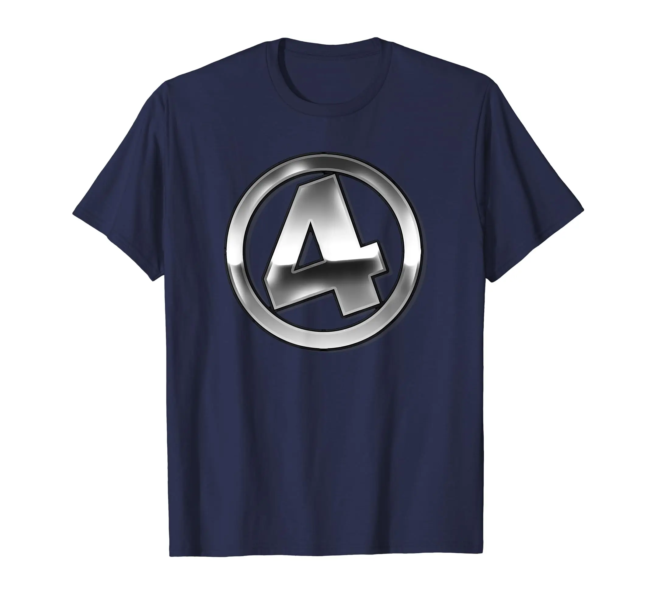  Fantastic Four Classic Number 4 Tilted Silver Logo T-Shirt