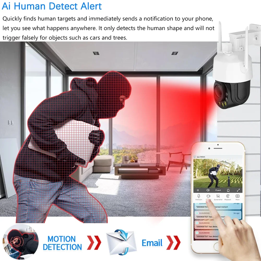 ICSEE 30X 50x Zoom 5MP WiFi PTZ Security Camera Outdoor Humam Detection Wireless  CCTV  Video Surveillance Color Night Vision